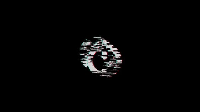 Power button animation with glitch effect, pre-multiplied alpha channel - Overlaid with black. 4K video.
