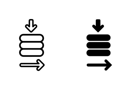 Stacking Icons, Data Compression Vector Graphics, Information Processing Symbols, Download and Upload Arrows, Digital Storage Icons