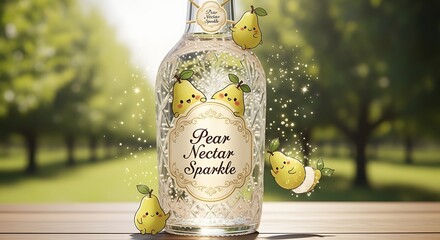 Glass bottle of raw nectar candle with golden label.