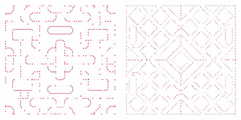 Obraz premium Geometric Ornament Pattern Red Lines On White Background