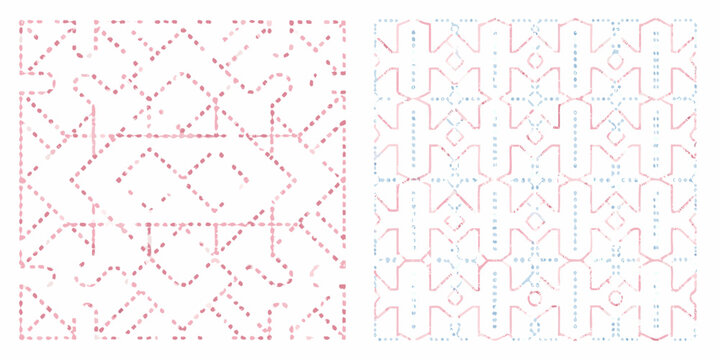 Geometric pattern with dotted lines on a white background