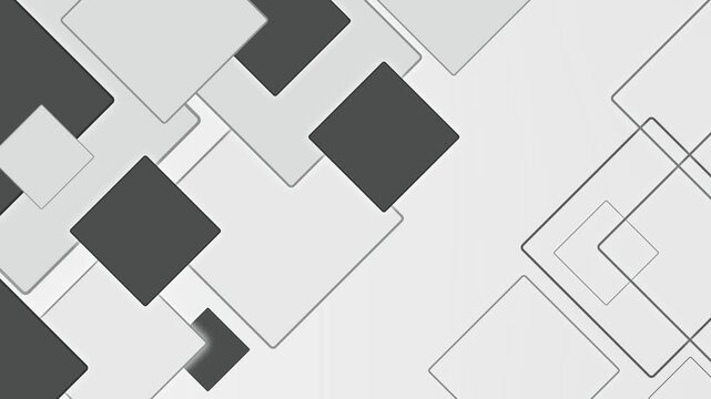 Abstract geometric background with overlapping squares on a dark gradient animation