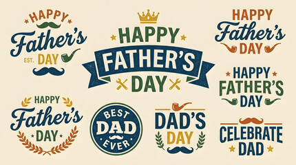 Fototapeta premium Colorful Father's Day celebration banners with festive typography and cheerful design elements