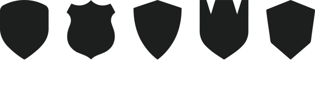 Set of five different shield icons vector illustration with security protection guarantee