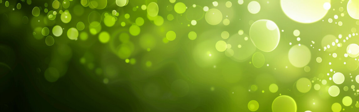 Green bokeh lights abstract background with soft focus, light effect