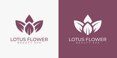 Minimalist Botanical Leaf Lotus Flower Beauty Spa Logo Template © Superherzl