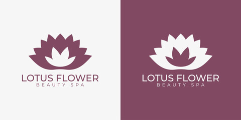 Dual Tone Negative Space Lotus Flower Beauty Spa Logo Template © Superherzl