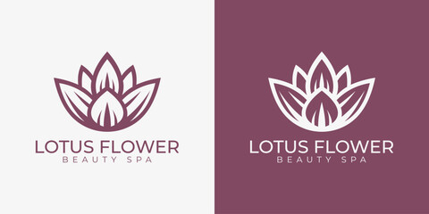 Line Art Ornate Leaf Lotus Flower Beauty Spa Logo Template © Superherzl