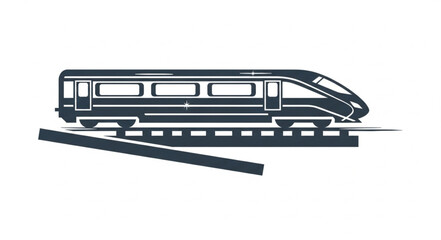 Modern High Speed Train Silhouette on Tracks. © Adit