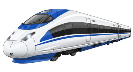 Modern High Speed Train with Blue Accents. © Adit