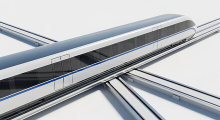 Modern high-speed magnetic levitation train on tracks. © Adit