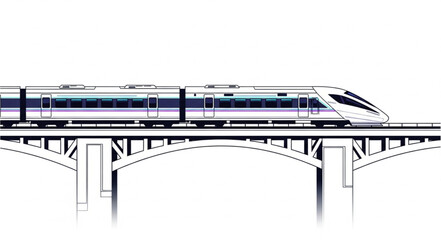 Modern high-speed train crossing a bridge. © Adit