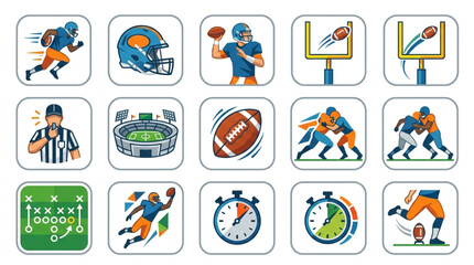 Fototapeta premium American Football Icons and Symbols Collection.