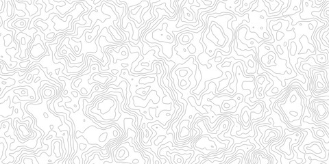 Abstract topographic map contour lines background in light grey on white for geographic cartography or landscape design. © Bithi