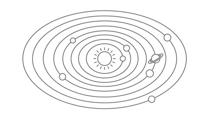 Fototapeta premium Diagram of the Solar System with Planets Orbiting the Sun.