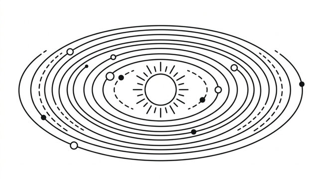 Diagram of the Solar System showing the Sun and planets orbiting.