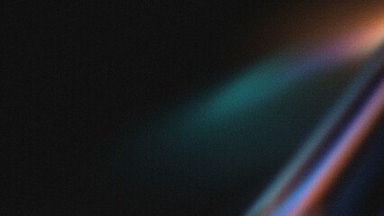 Abstract light beams with grainy texture creating a mysterious atmosphere with soft gradient colors of teal and warm orange on a dark background for modern design © Malik Hammad 