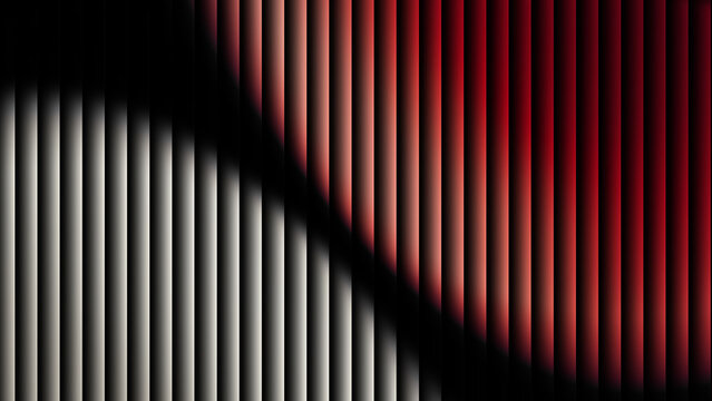 Abstract vertical lines background featuring a dynamic gradient shift from deep crimson red to minimalist white with a soft curving shadow effect for modern design