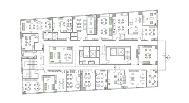 Modern Office Building Floor Plan Blueprint.