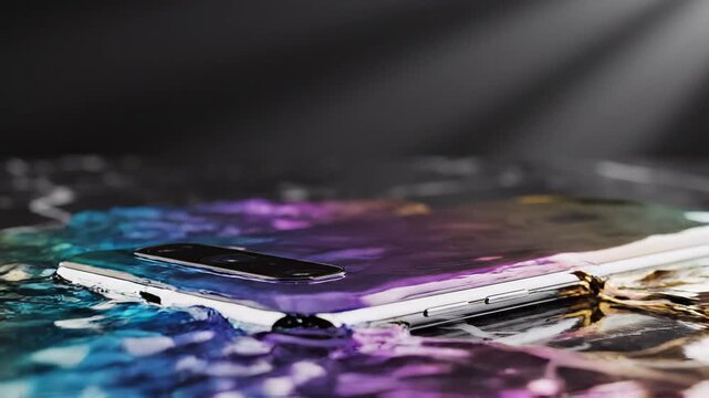 Ultra Premium Smartphone with Liquid Aurora Animation Luxury Cinematic Tech Background