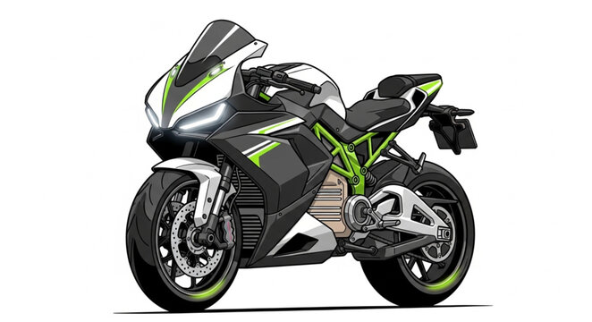 Modern Sport Motorcycle with Sleek Design and Green Accents.