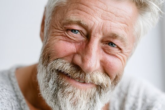 Close-up portrait of a smiling senior individual