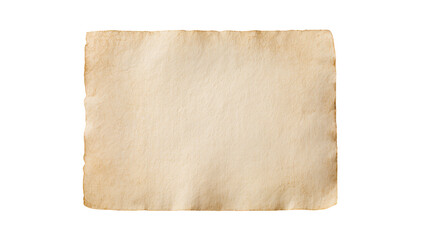 Aged parchment paper with torn edges, isolated on transparent background © Maria