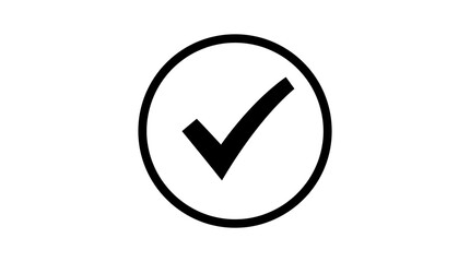 Check mark icon with circle simple black line on white background © Creator Rima Akter