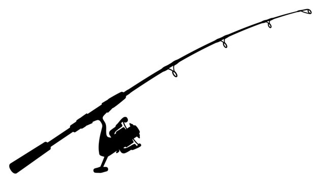 Fishing Rod Silhouette On A White Background
