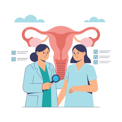 Fototapeta premium Gynecological examination concept with doctor patient female reproductive, well being