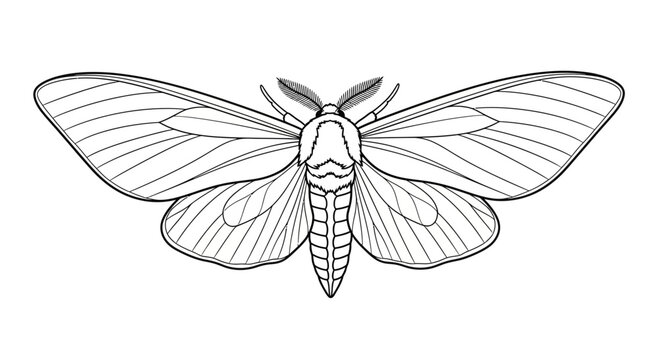 Detailed Moth Illustration - Line Art Insect Drawing
