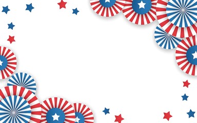 Obraz premium Patriotic 4th of july celebration background with red white and blue decorations