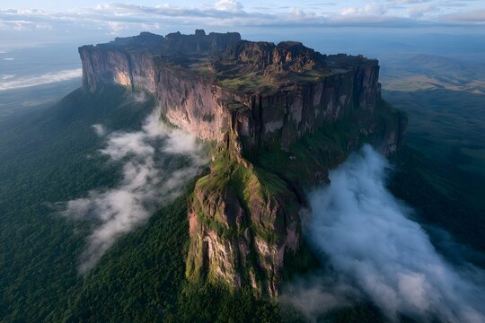 majestic aerial view of a towering plateau