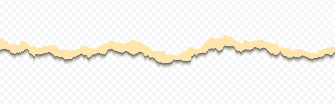 Realistic torn paper strip with jagged edges and subtle shadow isolated on a grid patterned surface