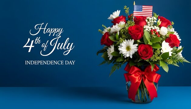 Patriotic 4th of july flower arrangement