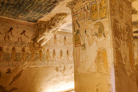 Luxor, Egypt - 28 Jan 2026: Interior of the tomb of Merenptah in the Valley of the Kings, Luxor