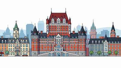 Colorful historic castle with towers and facades in urban setting during daytime © Zenix