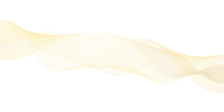 Abstract gold wave line art background, elegant minimalist flowing ribbon vector design on white backdrop