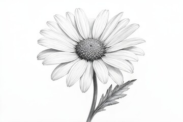 Fototapeta premium Black and White Illustration of a Detailed Daisy Flower