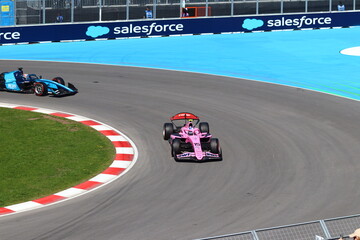 Obraz premium May 22, 2026, Montreal, Canada, F1 Academy car races through Circuit Gilles Villeneuve during Grand Prix weekend. g.