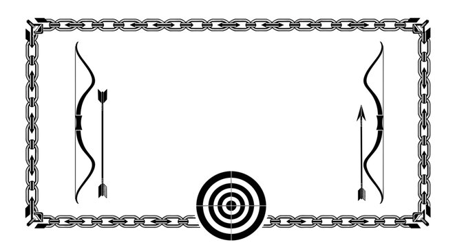 Archery Target with Bows and Arrows Frame.