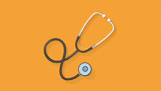 Medical Stethoscope on Bright Orange Background for Healthcare and Patient Care