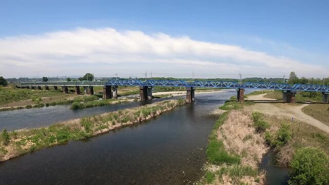 初夏の川と鉄橋