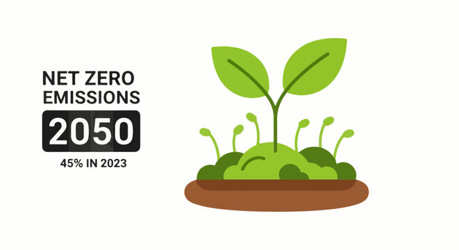 Growth of new seedlings towards net zero emissions by 2050