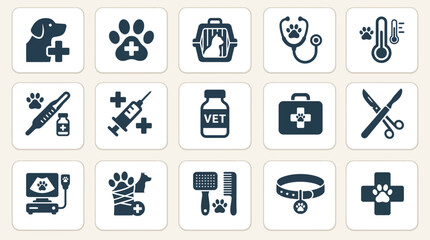Fototapeta premium Collection of Medical and Healthcare Icons for Digital Interface Design.