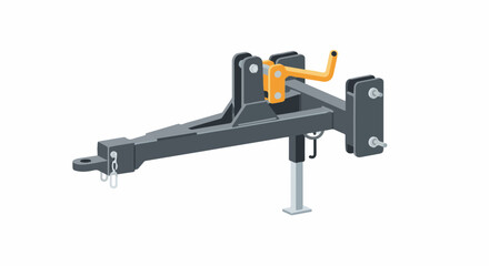 Naklejka premium Gray agricultural hitch with orange lever and support leg
