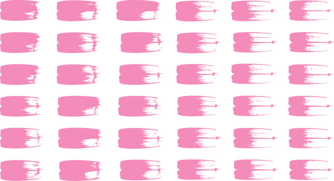 Soft pink paint brush strokes and grunge texture blocks, Abstract distressed ink smear silhouettes collection, Artistic set of vector web icon dividers and text background elements, Modern professiona