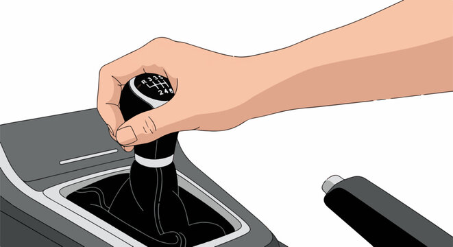 Hand grips car gear stick with speed indicators for manual transmission