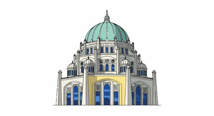 Obraz premium Grand domed building with multiple towers and arched windows