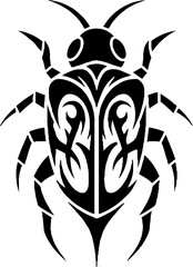 Fototapeta premium Tribal beetle insect silhouette with decorative patterns